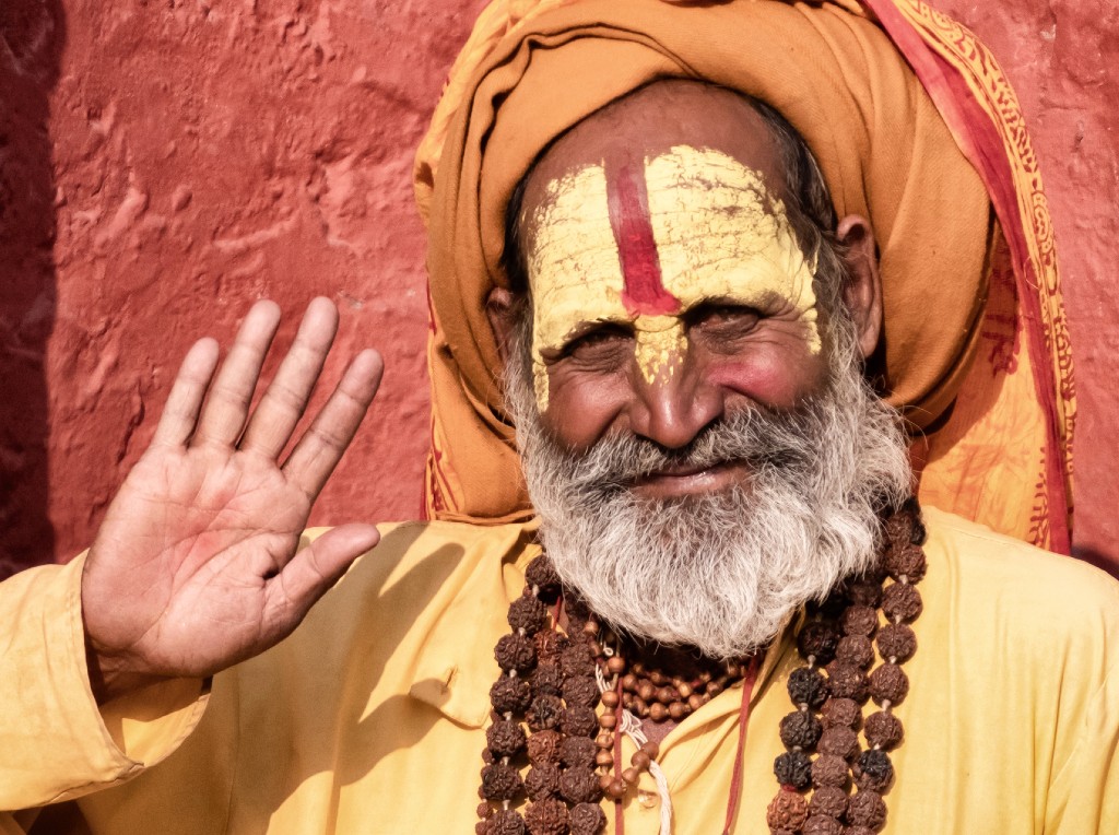 Heilige man bij de tempel van Pashupatinath in Kathmandu