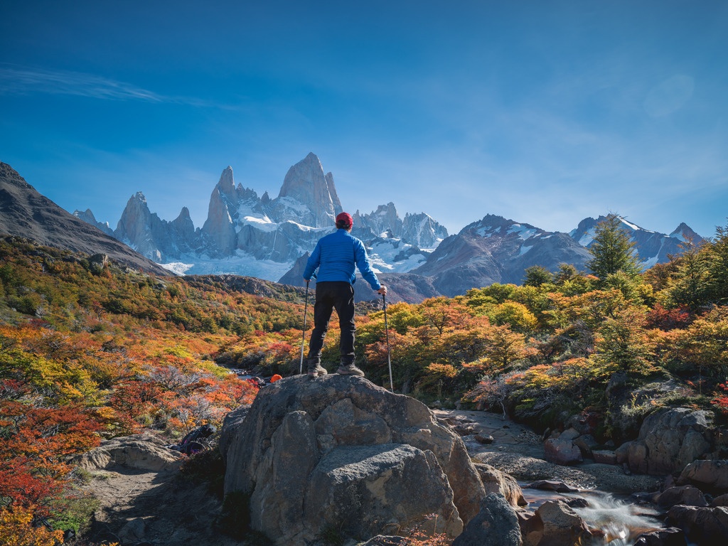 Wandelaar in Fitz Roy in Argentinië - reizen met Explore