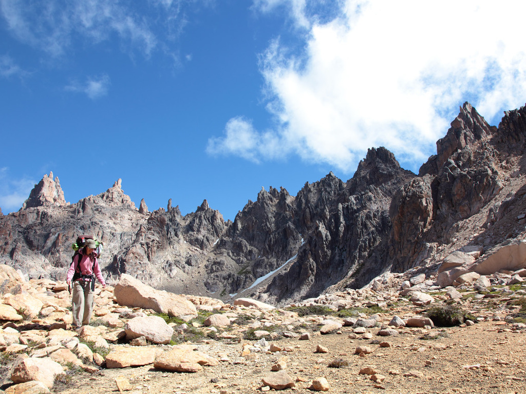 Wandelaar in Valle Francés in Torres del Paine, Chili - reizen met Explore