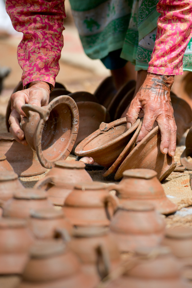 People making pottery on the one of Bhaktapur squares Nepal
