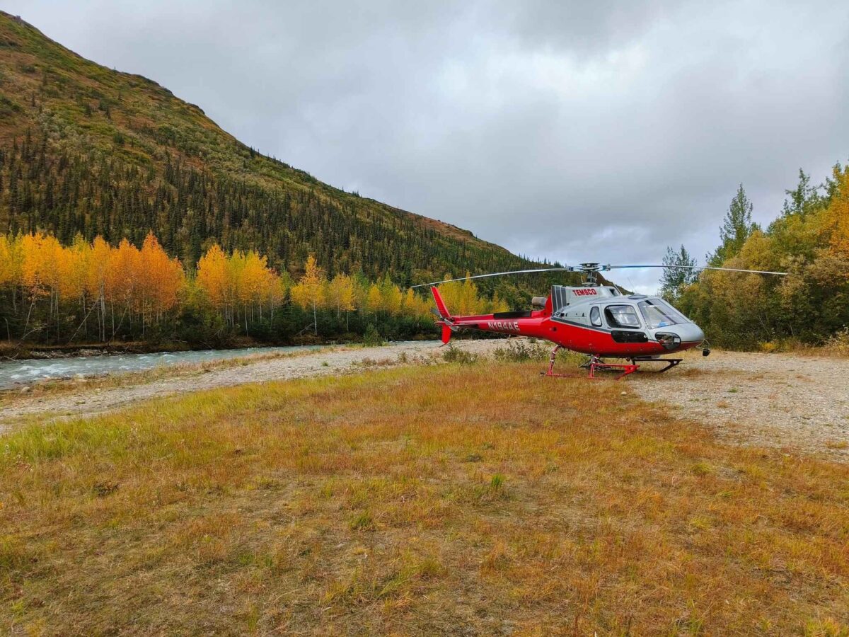 Vlucht per helikopter naar Denali Backcountry Lodge in Kantishna Alaska