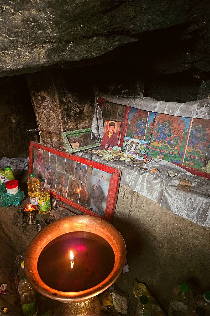 Relikwie in klooster in Zanskar